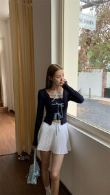 strap lace-up long-sleeved inner two-piece