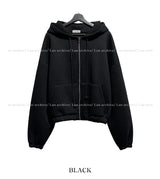 Neoprene semi-crop hooded zip-up