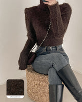 Wool turtleneck puff knit