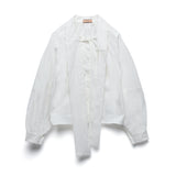 [LINE] Neck Shirring Tie Blouse
