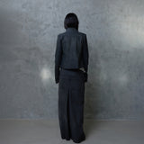 RIBBED SLEEVE LEATHER JACKET