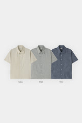 Pastel check cropped short-sleeve shirt