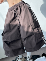 TWO LINE TRACK CARGO BALLOON COTTON BERMUDA 🩶🖤🤎3COLOR