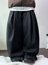 ツーピンタックウッドスラックスロングパンツ🩶🖤🤎3カラー