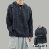 Noel Knit Hoodie Half Zip Up (Charcoal)