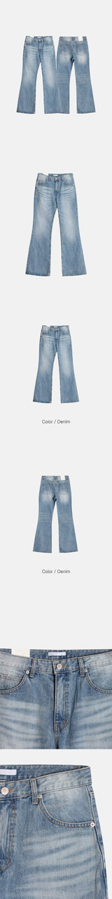 [Unisex] オールブラッシュフレアデニムパンツ