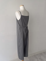 Dot Deep Slit Layered Bustier Long One Piece
