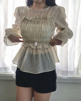 メリーンパフストラップシャーリングシフォンbl