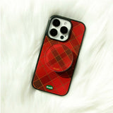 【MADE】Christmas Red Check iPhone case [Glossy Glass/Magsafe]