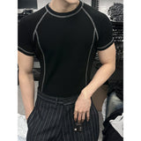 [MUSCLE FIT] ステッチワッフルハーフTシャツ(3color)