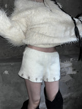 studded faux fur banded shorts (2color)