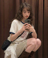 ドローイング ラフ リンガー Tシャツ- 4カラー