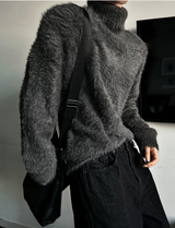 a rough mohair turtleneck