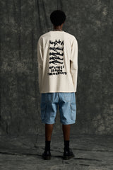 Graffitionmind グラフィティ長袖ピグメントTシャツ (Cream)