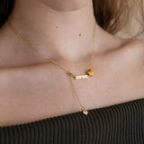 Gold heart point drop chain necklace