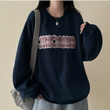 モコチェックエンブロイダリールーズフィットスウェットシャツ