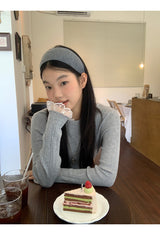 レースステッチウール長袖ニットウェア