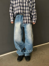 Typing Lettering Snap Denim Pants 2C