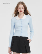 Stella A Hotfix Twisted Collar Knitwear Cardigan BLUE
