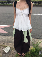 Soven Curved Balloon Cotton Wide Pants