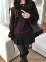 アンゴラオフショルダーニットウェア (3 colors)