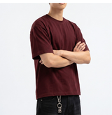 Men's Cotton Short Sleeve Crop Tee Burgundy