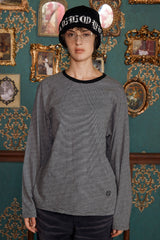 LOGO STRIPE LONG SLEEVE T SHIRT / BLACK