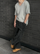 [S/S] Vacance damage v neck half knit(3color)