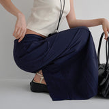  [made/free.xl] [Cheney] String A-Line Cargo Nylon Slit Long Skirt -5color