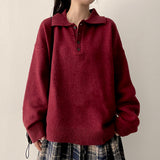 Uniting Loose Fit Color Wool Collar Knitwear