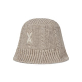 VA Applique Cable Knit Bucket Hat / Beige