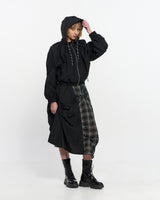 Neck Shirring Hooded Windbreaker _ BLACK
