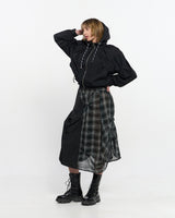Neck Shirring Hooded Windbreaker _ BLACK