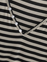 Striped Button V-Neck Tee 232016480