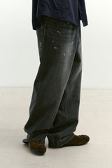 エイジスプラッターカーペンターデニムパンツ(Washed Black)