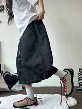 BASIC STITCH WIDE 7 8 ロングバミューダ 🖤💙2COLOR