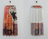 VINTAGE CAT FRINTING LONG SKIRT