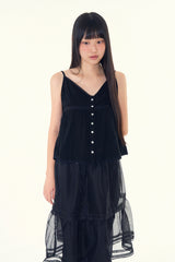 Pure shirring sleeveless blouse