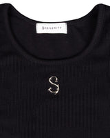W Chest Logo Crop Short Sleeve BLACK