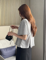 モアング カット パフ フレア Tシャツ