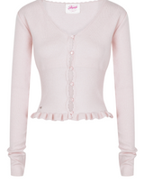 Pearl Button Frill Knit Cardi