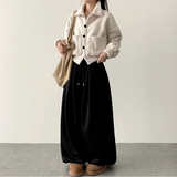 Wenli front, side pin tuck training string wide pants