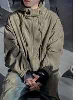 [Lined Fur] Weave Corduroy Hood Jacket