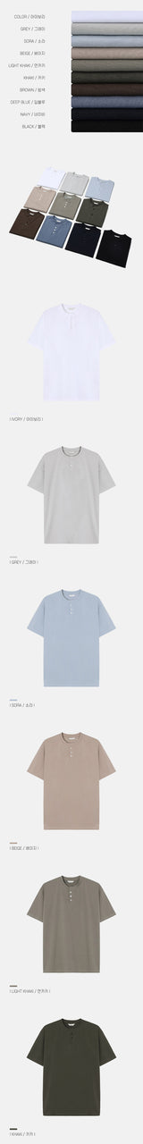 [S/S] スタンダード マッスル ヘンリーネック ハーフTシャツ(10color)