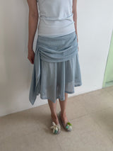 Draped Shirring Skirt - Vintage blue