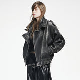 Double-collar shoulder outerwear_DARK GRAY