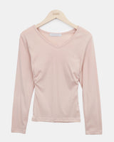 Monve Side Shirring V-neck T-shirt