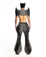 DARK SAGE DENIM FLARE PANTS