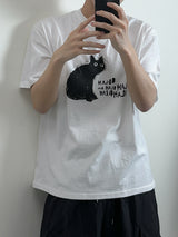 ドローイングキャットハーフTシャツ