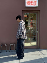 Washing diagonal balloon cargo denim pants 2C